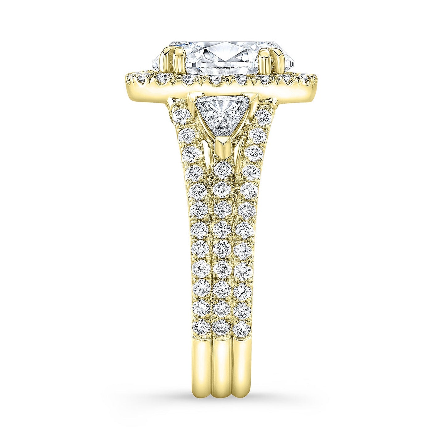 Modern Style 3-Row Halo Diamond Engagement Ring