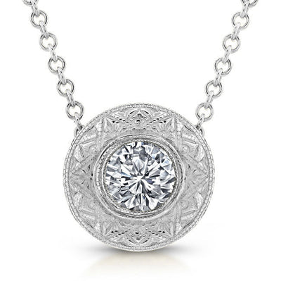 Diamond Bezel Pendant Hand Engraved