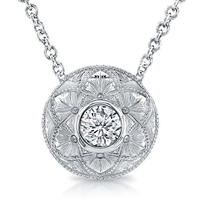 Diamond Bezel Pendant Hand Engraved