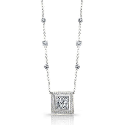 Princess Diamond Bezel Pendant