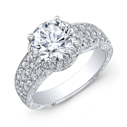 Vintage Style Hand Engraved Diamond Engagement Ring