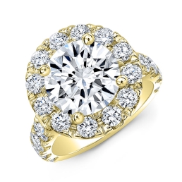Modern Style Diamond Halo Engagement Ring -18k Yellow Gold