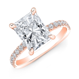 Modern Style Euro Shank Hidden Halo Diamond Engagement Ring-18k Rose Gold