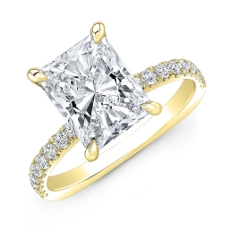 Modern Style Euro Shank Hidden Halo Diamond Engagement Ring-14k Yellow Gold
