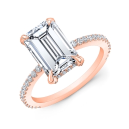 Modern Style Hidden Halo Diamond Engagement Ring-18k Rose Gold