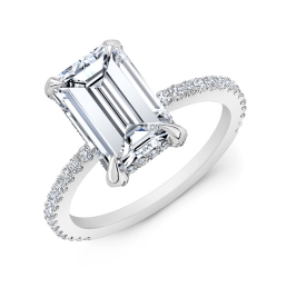 Modern Style Hidden Halo Diamond Engagement Ring-14k White Gold
