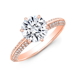 Modern Style Four Row Diamond Engagement Ring-18k Rose Gold