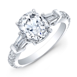 Modern Style Diamond Engagement Ring-14k White Gold
