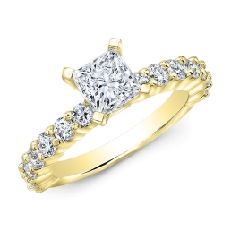Classic Style Diamond Engagement Ring-18k Yellow Gold
