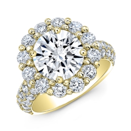 Modern Style Diamond Halo Engagement Ring SMP20857-18k Yellow Gold