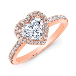Modern Style Diamond Halo Engagement Ring -14k Rose Gold