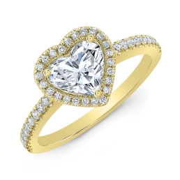 Modern Style Diamond Halo Engagement Ring -18k Yellow Gold