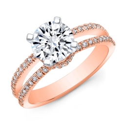 Modern Style Split Shank Diamond Engagement Ring -18k Rose Gold