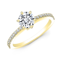 Modern Style Diamond Engagement Ring-18k Yellow Gold