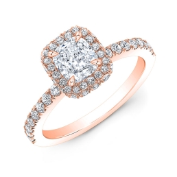 Modern Style Halo Diamond Engagement Ring-14k Rose Gold