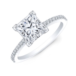 Modern Style Diamond Solitaire Engagement Ring-Platinum