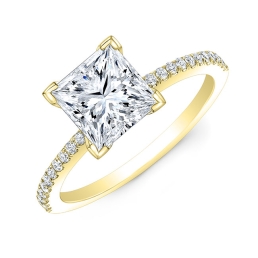 Modern Style Diamond Solitaire Engagement Ring-18k Yellow Gold