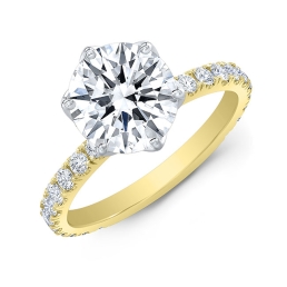 Modern Style Solitaire Diamond Engagement Ring-18k Yellow Gold