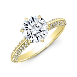 Modern Style Four Row Diamond Engagement Ring-18k Yellow Gold