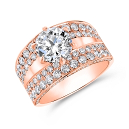 Art Deco Style Diamond Engagement Ring -14k Rose Gold