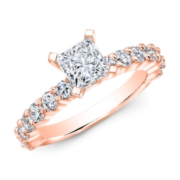Classic Style Diamond Engagement Ring-18k Rose Gold