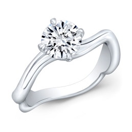 Art Deco Style Twisted Shank Solitaire Engagement Ring -18k White Gold