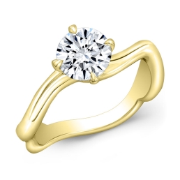 Art Deco Style Twisted Shank Solitaire Engagement Ring -18k Yellow Gold