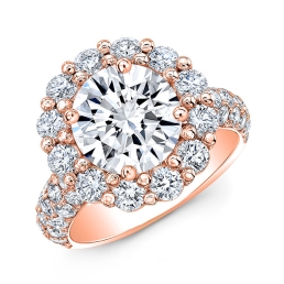 Modern Style Diamond Halo Engagement Ring SMP20857-18k Rose Gold