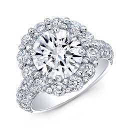 Modern Style Diamond Halo Engagement Ring SMP20857-18k White Gold