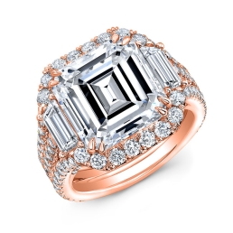 Modern Style Diamond Halo Engagement Ring SMP21031-14k Rose Gold