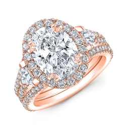 Modern Style Diamond Halo Engagement Ring SMP21431-18k Rose Gold